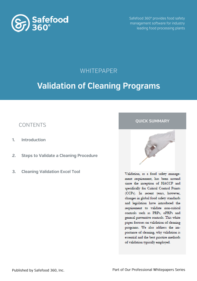 Safefood 360 validation of cleaning programs whitepaper
