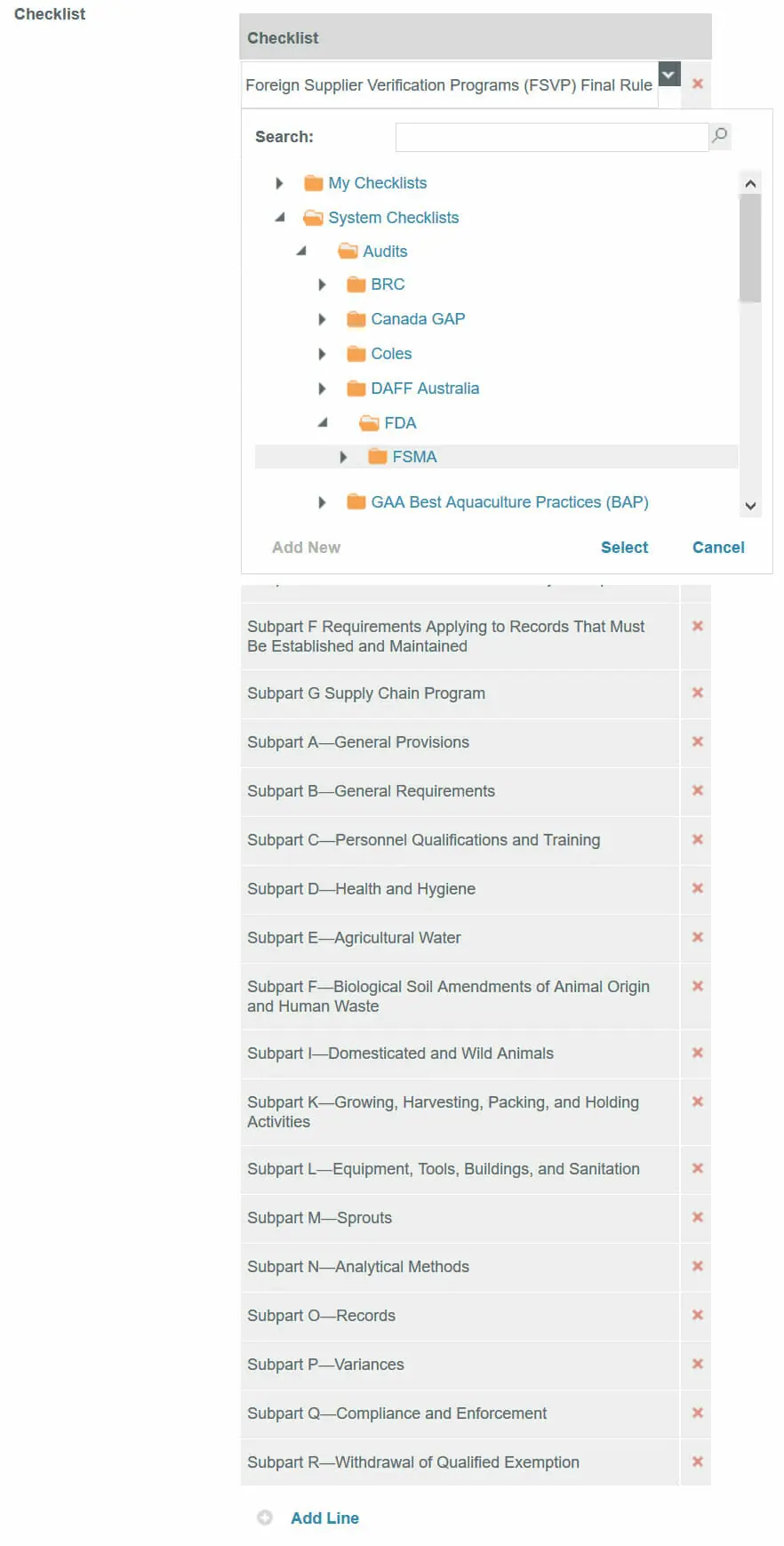 FSMA checklists available in Safefood 360° software 3 available-fsma-checklists