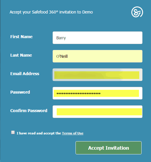 invitation terms of use