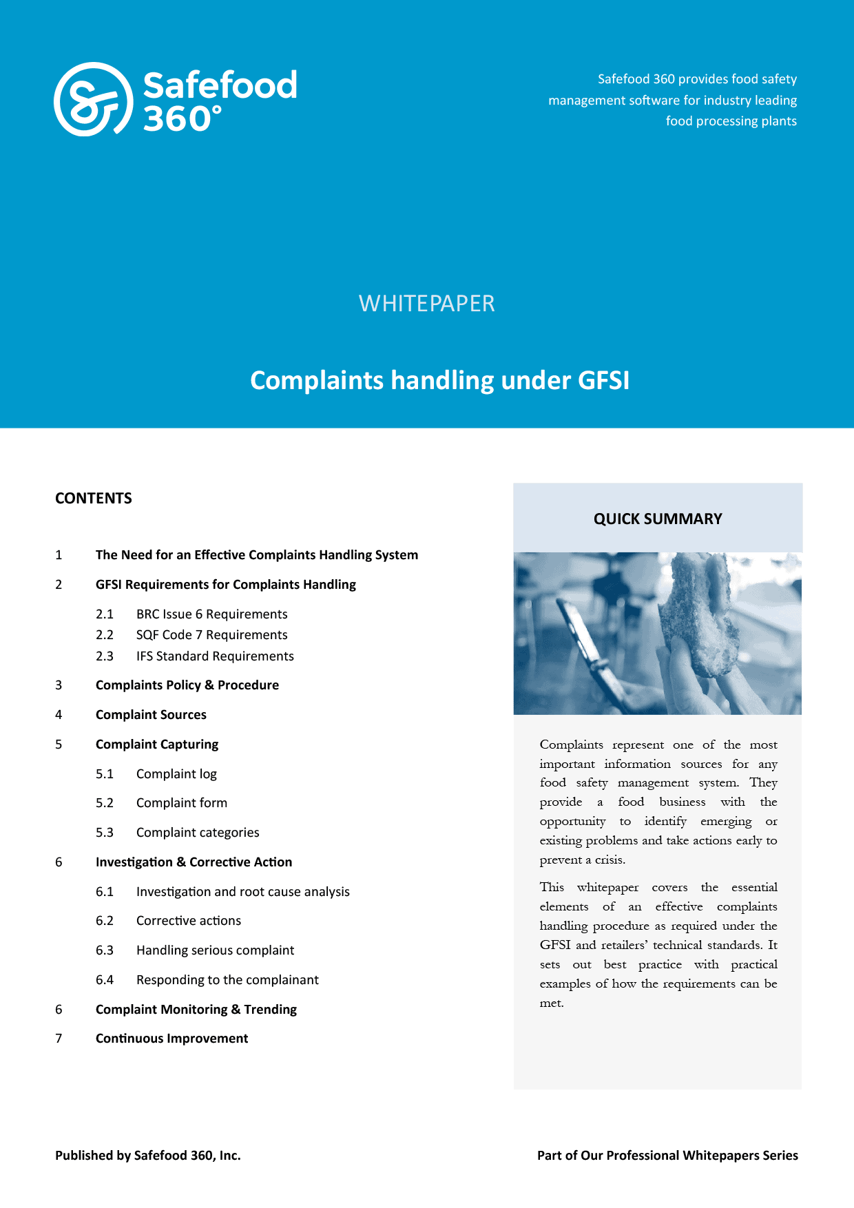 Complaints Handling Under GFSI Whitepaper Cover