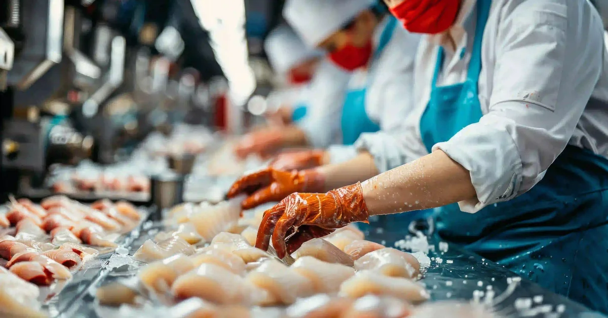 People working at seafood manufacturer