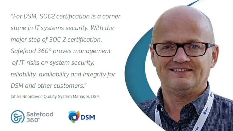 Safefood 360° Completes SOC 2 Audit 3 Safefood 360° SOC 2 Compliance DSM Johan Noordover