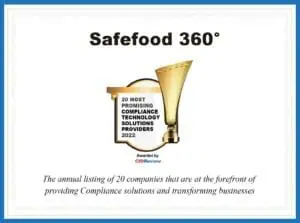 Safefood360 certificate CIOreview top20compliance software