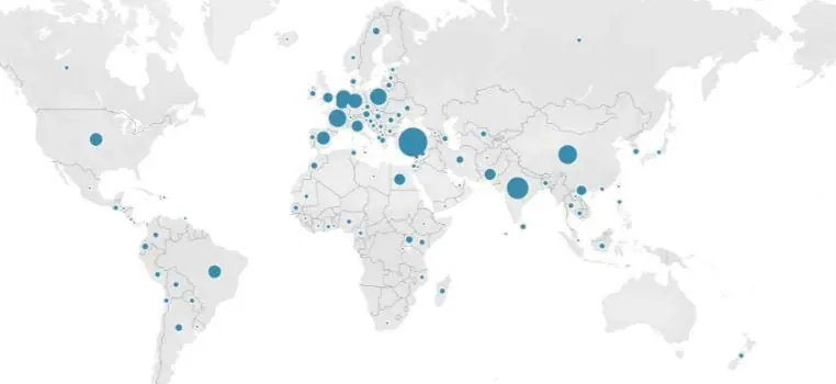 Total food alerts from RISK 2022 jan to may global heatmap
