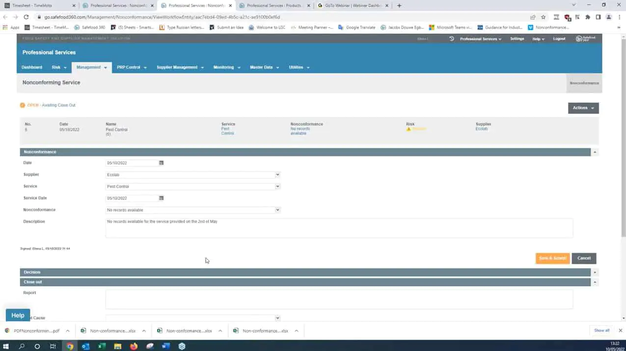 Webinars 1 nonconformance